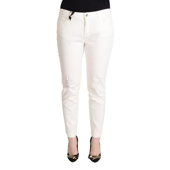 Dolce & Gabbana White Cotton Mid Waisted Women Denim Jeans